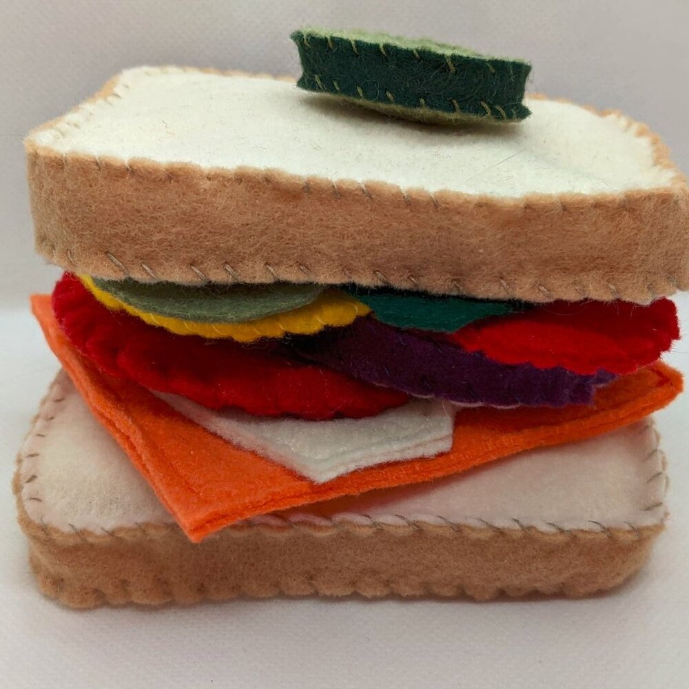 Felt Food Sandwich - for Play Kitchens - staging, teaching, playtime
